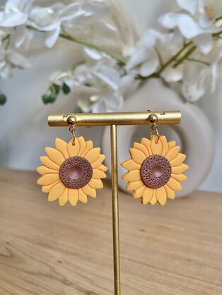 SUNFLOWER EARRINGS DANGLE | HANDMADE POLYMER CLAY EARRINGS