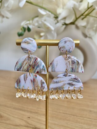 DOUBLE ARCH MARBLE  EARRINGS | HANDMADE POLYMER CLAY EARRINGS