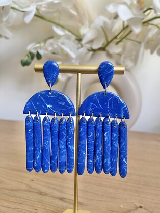 BLUE ARCH DANGLE EARRINGS | HANDMADE POLYMER CLAY EARRINGS