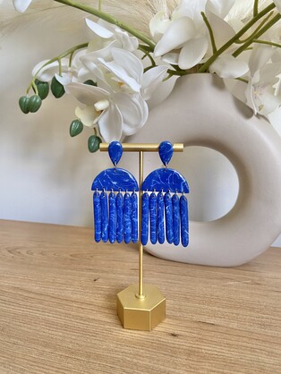 BLUE ARCH DANGLE EARRINGS | HANDMADE POLYMER CLAY EARRINGS
