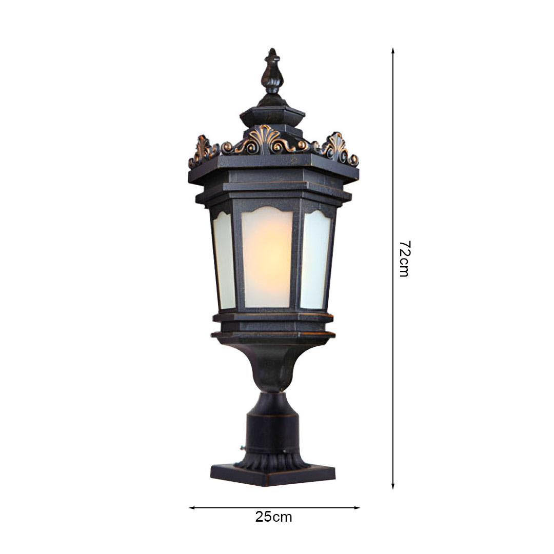 Vintage Lamp 2X 72cm Lantern Stand Elegant Aluminum & Glass Outdoor Light Antique Style Exterior Fixture