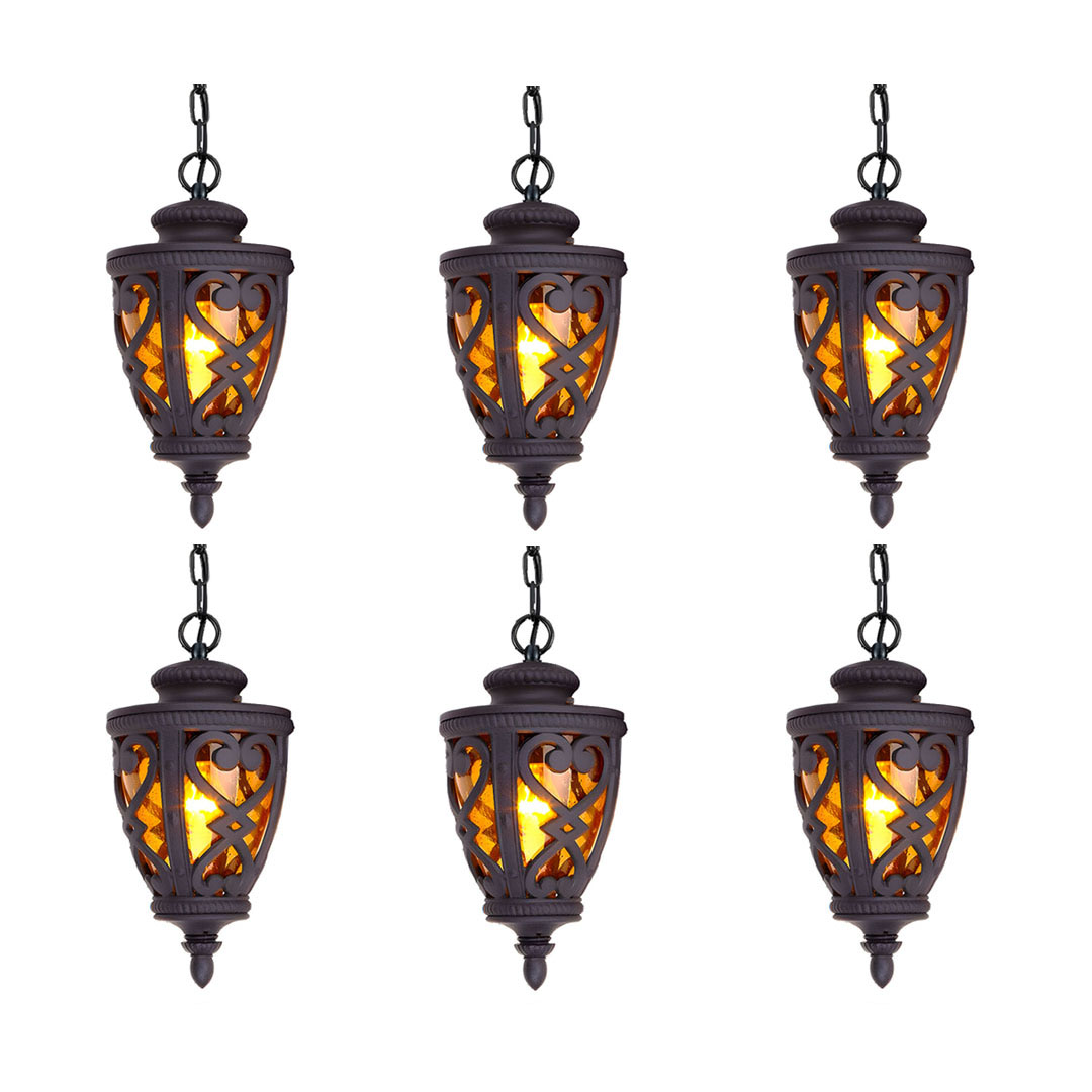 Vintage Lamp 6X 48cm  Aluminum Glass Lantern Chandelier for Home Decor