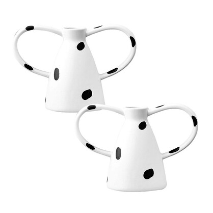 SOGA 2X 23.5x11cm Ornament Vase with Polka Dot Handicraft Decorations in Living Room