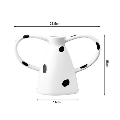 SOGA 2X 23.5x11cm Ornament Vase with Polka Dot Handicraft Decorations in Living Room