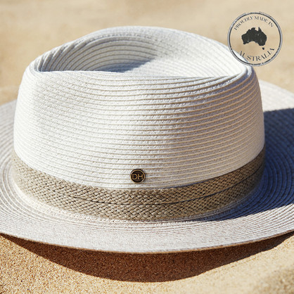 DH013 IVORY/MIX CAMEL 58CM (M) - PARSLEY BAY FLEXIBRAID® FEDORA