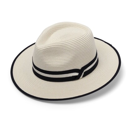 DH024 IVORY/NAVY 60CM (L) - WINDSOR FEDORA