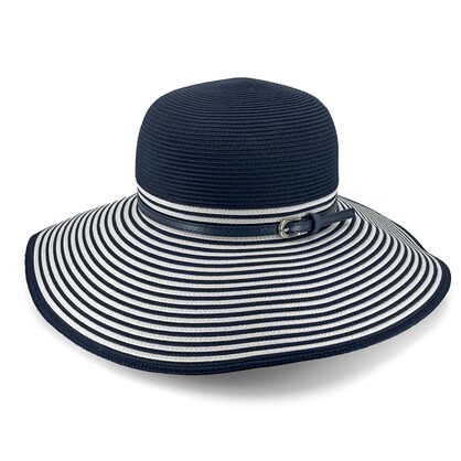 PL420 NAVY/WHITE 58CM (M/L) - AMY STRIPED CAPELINE