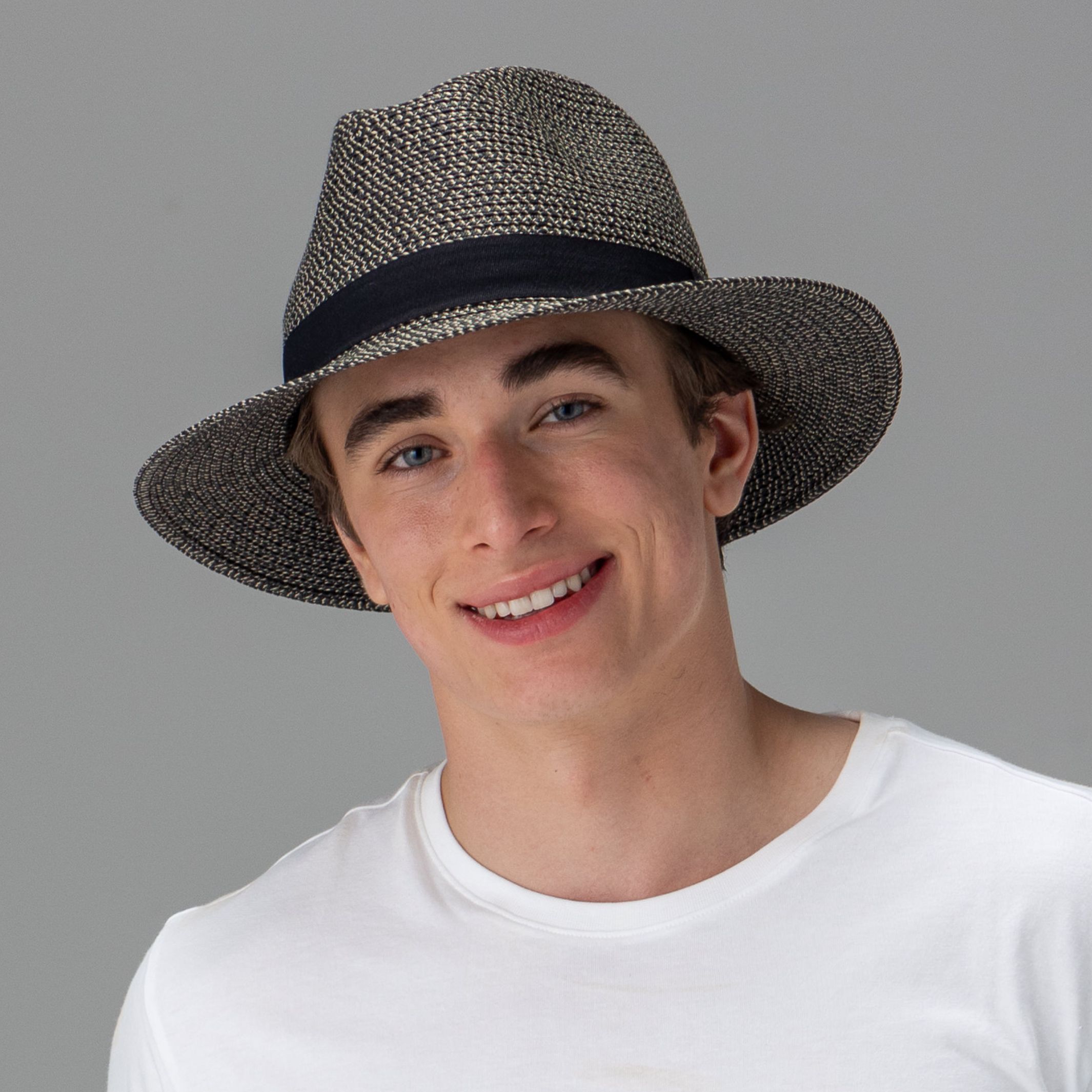 RM343 BLACK COMBO 58CM (M/L) - THE FRANKY' BRAID FEDORA