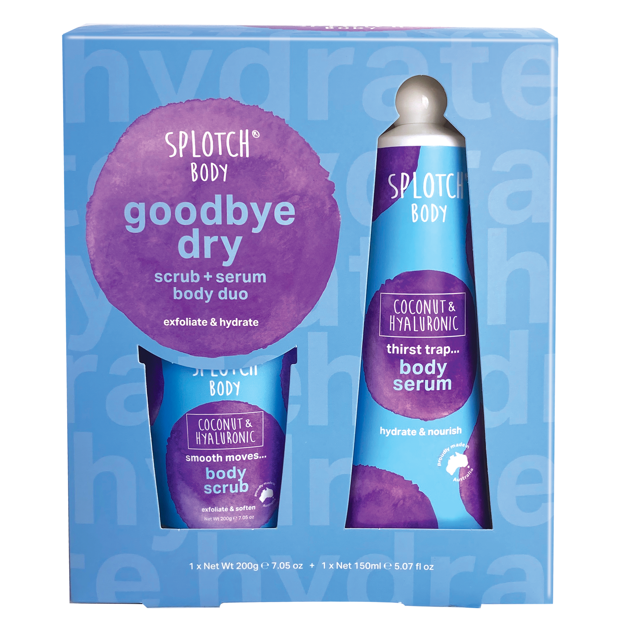 Wholesale Splotch Body Coconut & Hyaluronic Goodbye Dry...Scrub + Serum ...