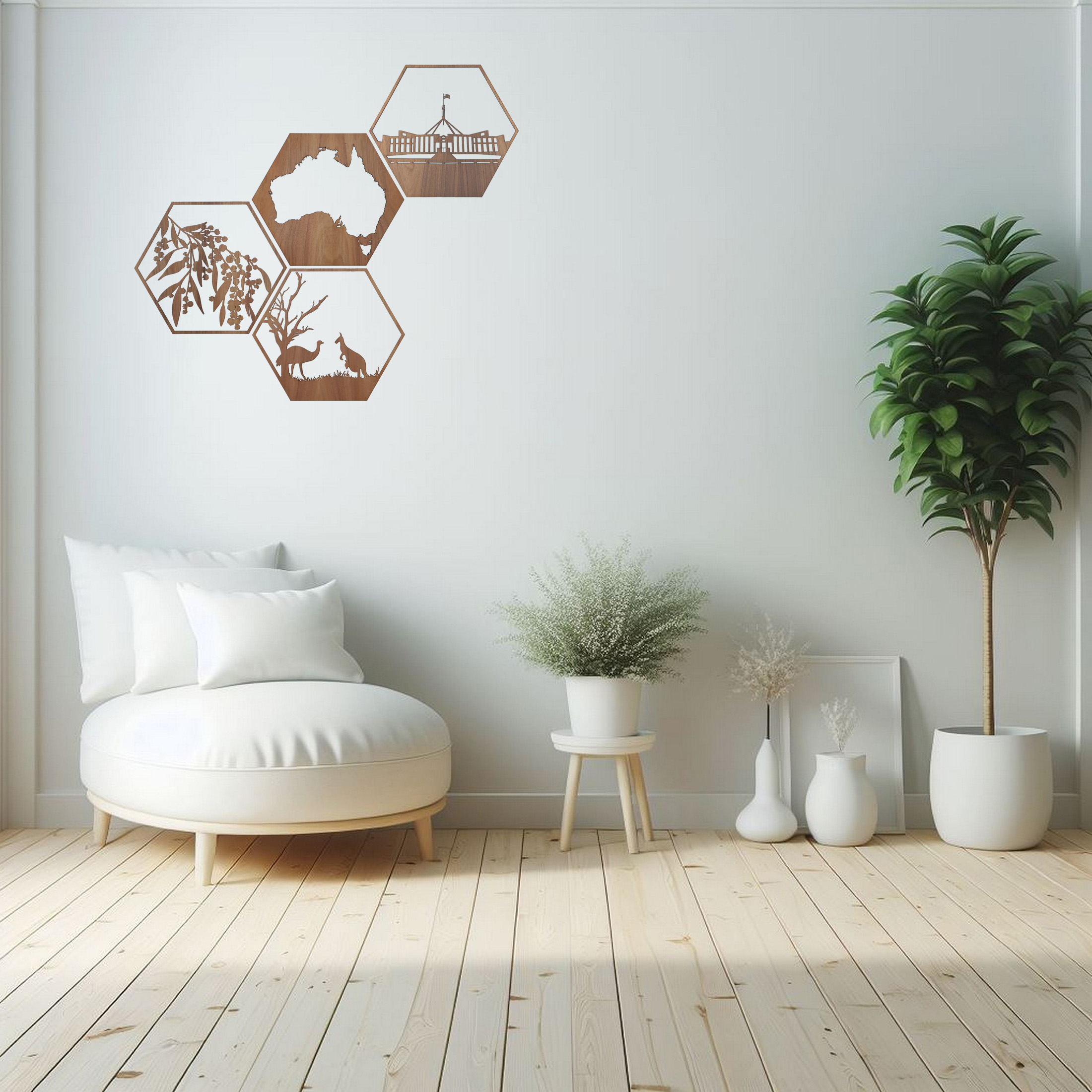 Australia Map Hexagon Wall Art