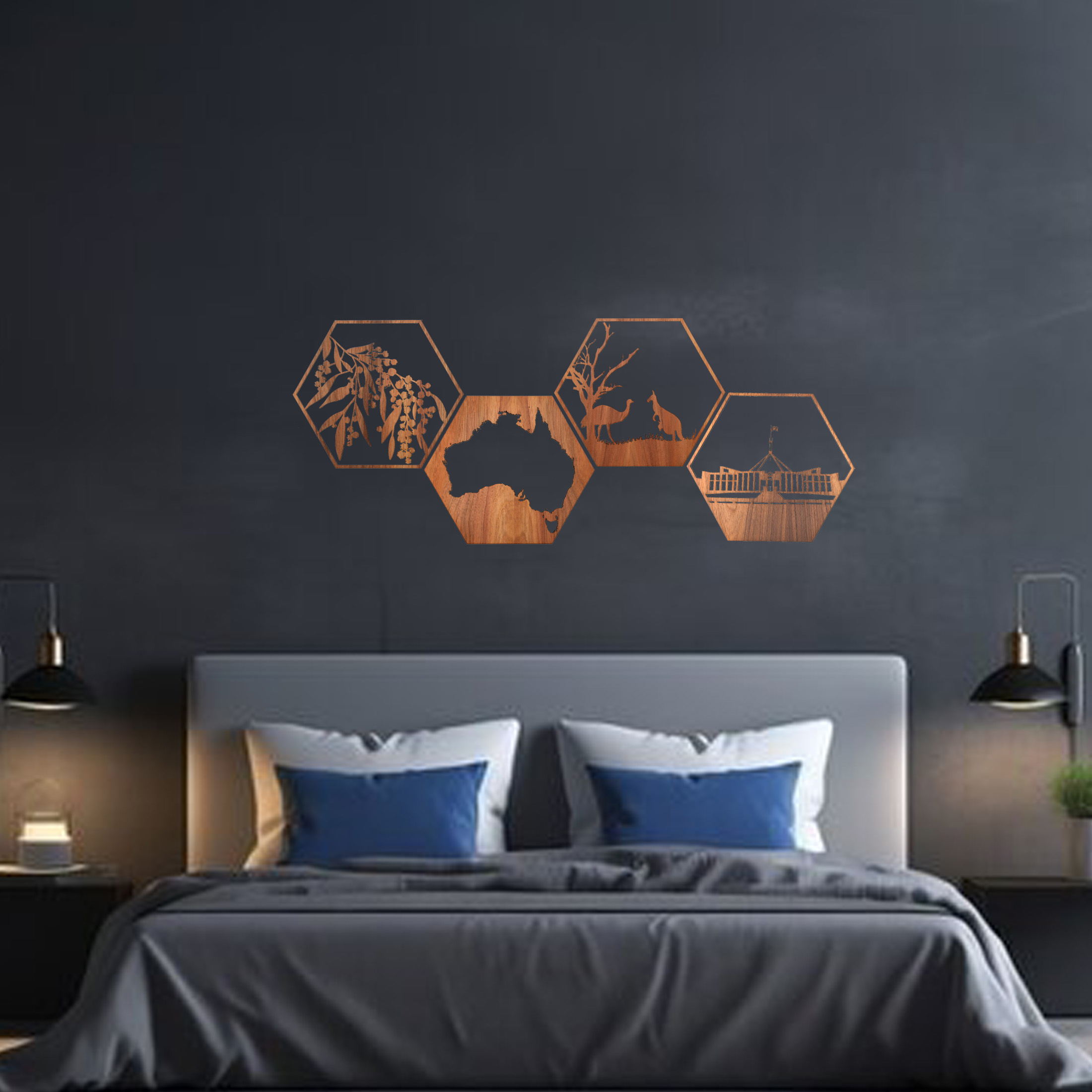 Australia Map Hexagon Wall Art
