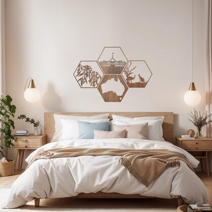 Kangaroo and Emu Hexagon Wall Art