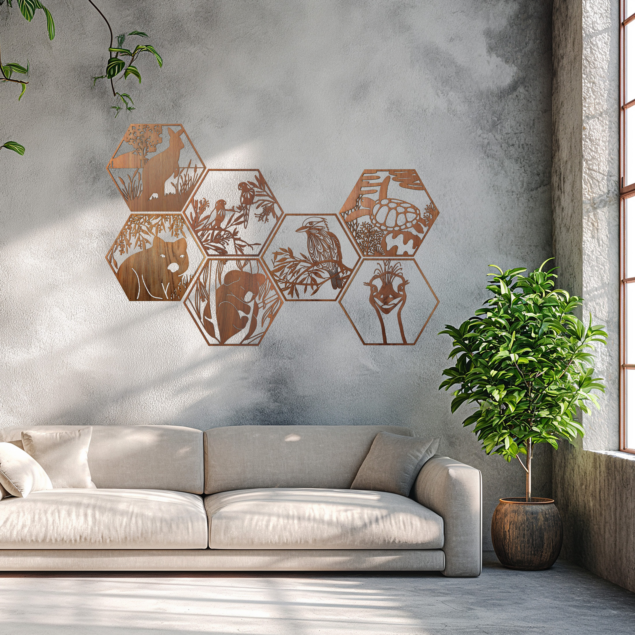 Emu Hexagon Wall Art