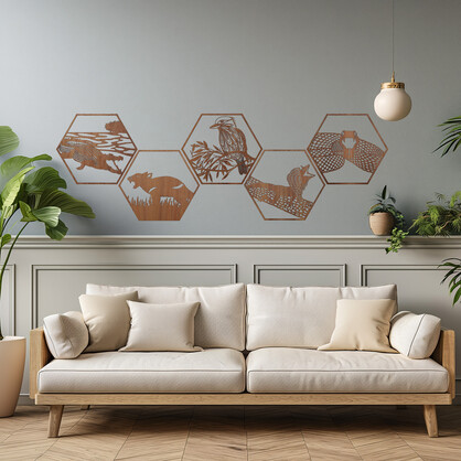 Frill-Necked Lizard Hexagon Wall Art