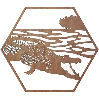 Saltwater Crocodile Hexagon Wall Art