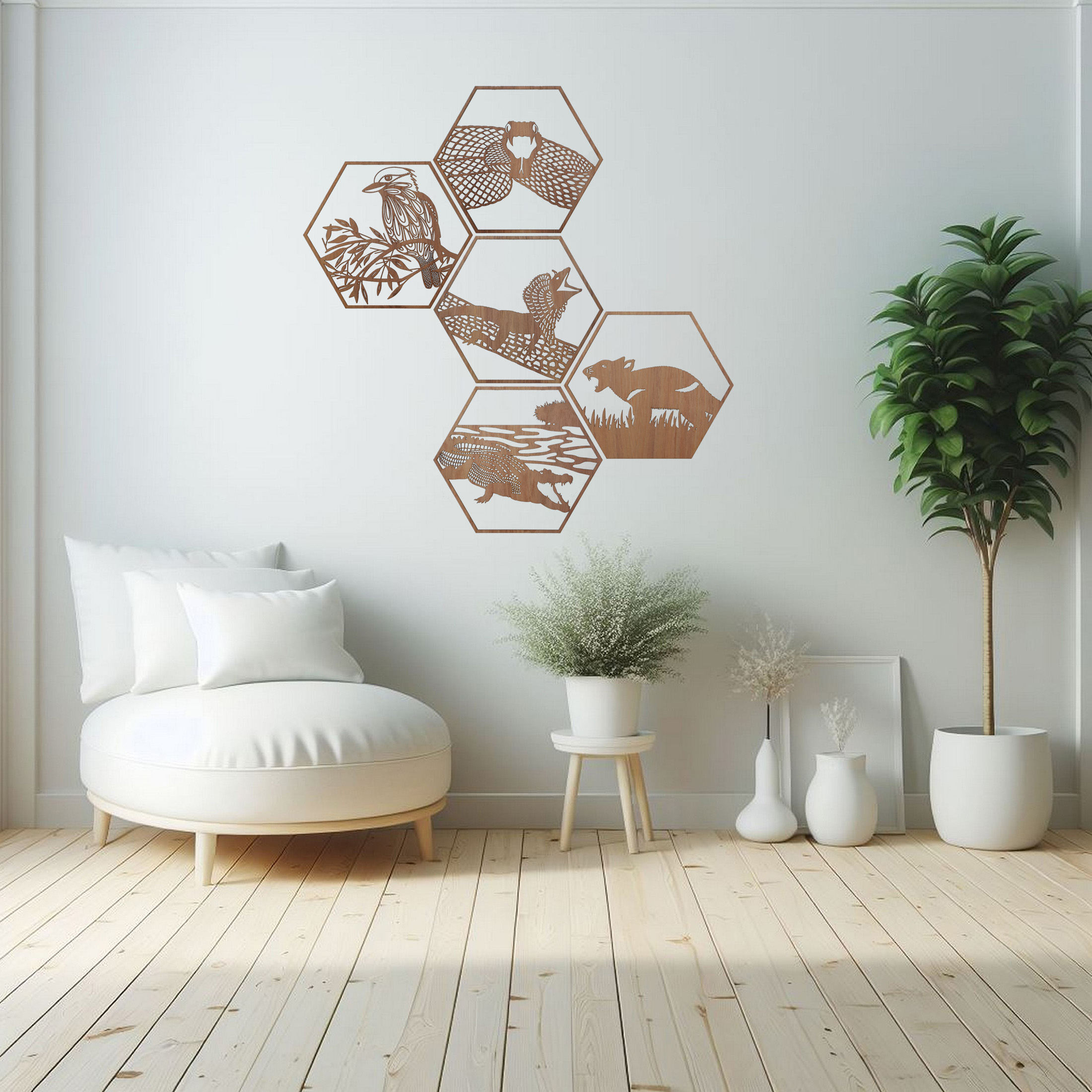 Saltwater Crocodile Hexagon Wall Art