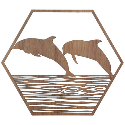 Jumping Dolphins Hexagon Wall Art