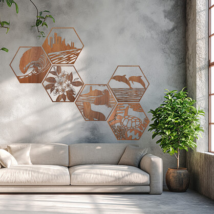Jumping Dolphins Hexagon Wall Art