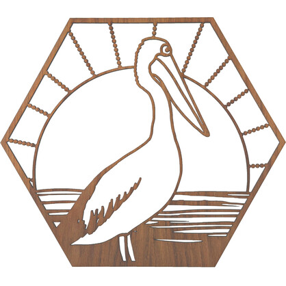 Pelican Sunset Hexagon Wall Art