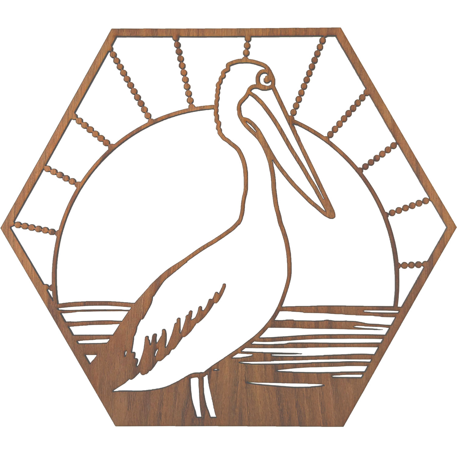 Pelican Sunset Hexagon Wall Art