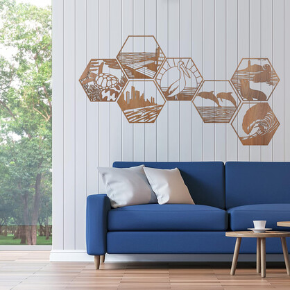 Pelican Sunset Hexagon Wall Art