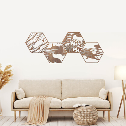 Seals Sunbathing Hexagon Wall Art