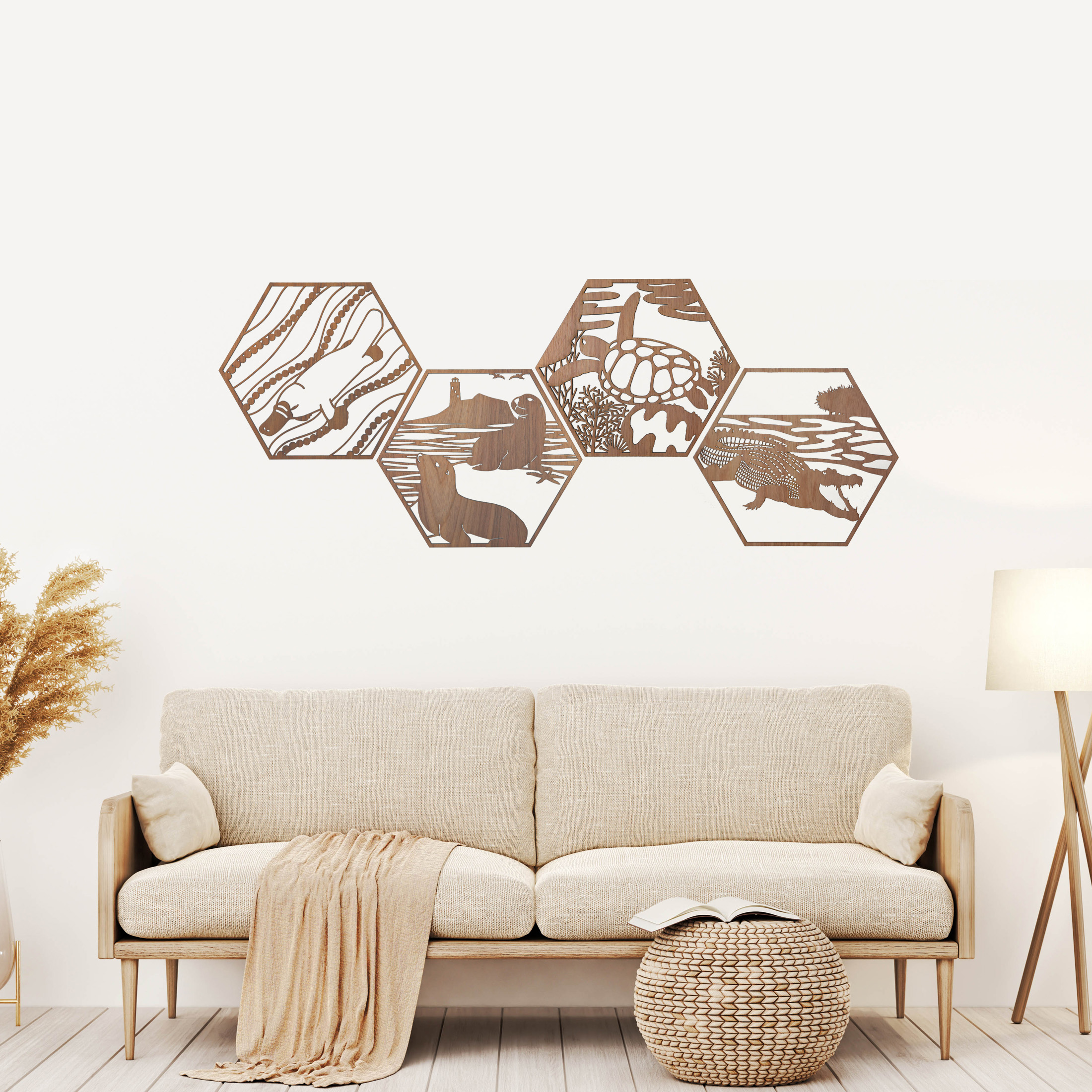 Seals Sunbathing Hexagon Wall Art