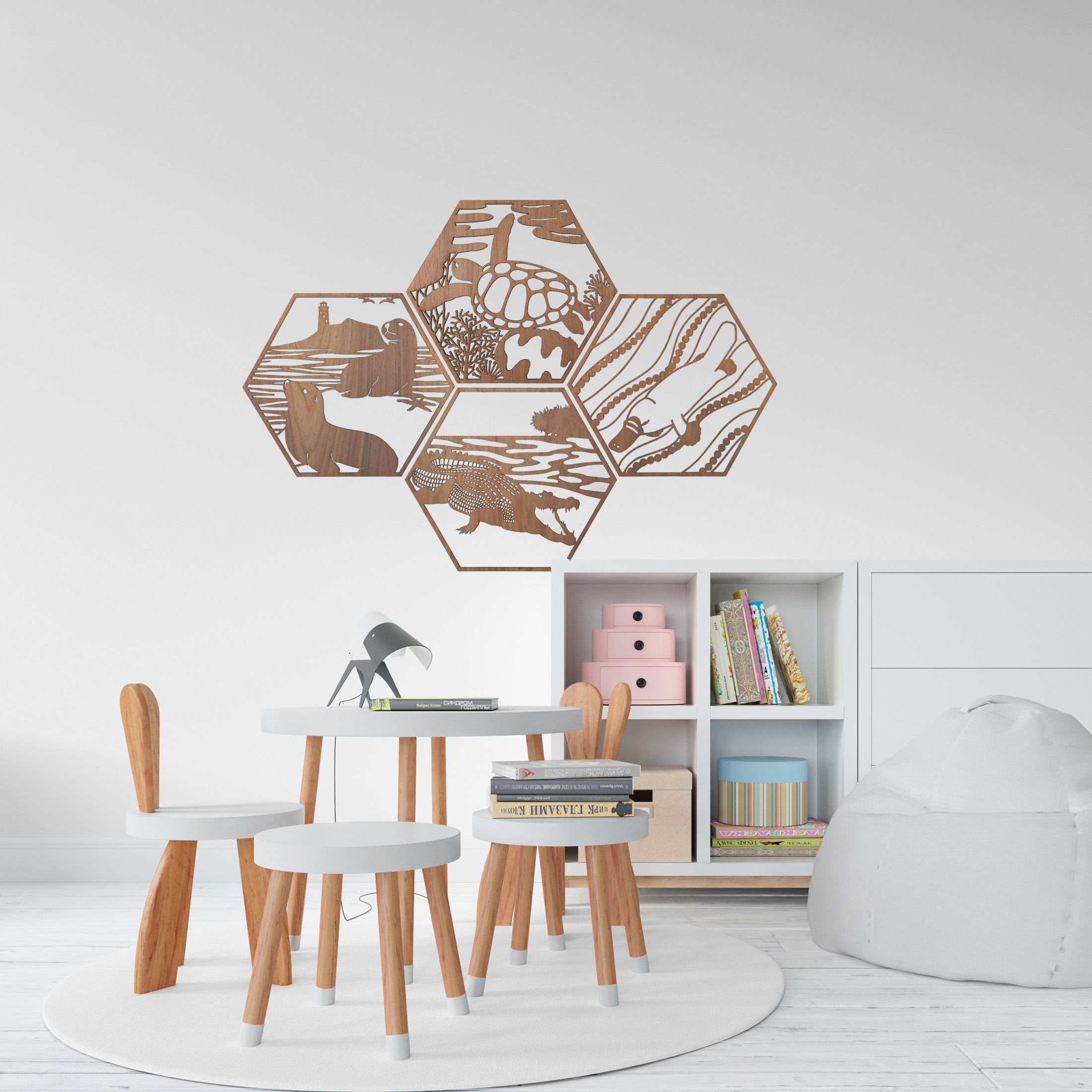 Giant Sea Turtle Hexagon Wall Art