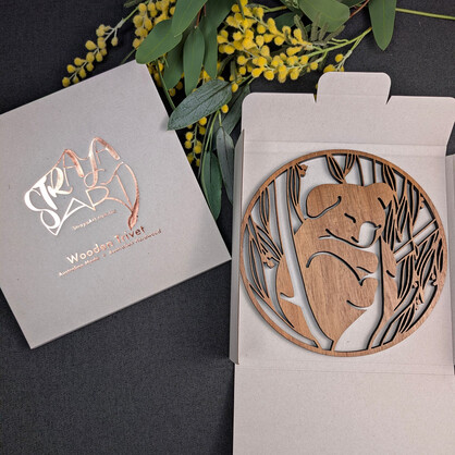 Sleepy Koala: Australian Wooden Trivet / Pot Stand (Large)