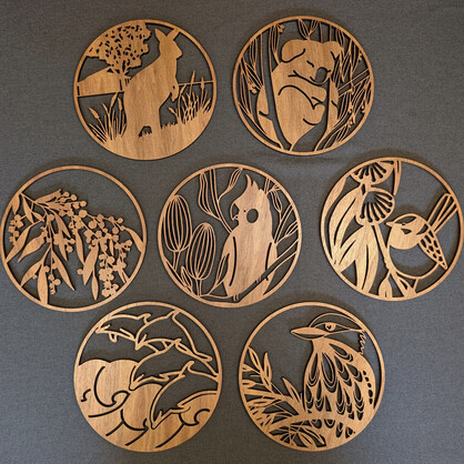 Outback Kangaroo: Australian Wooden Trivet / Pot Stand (Large)