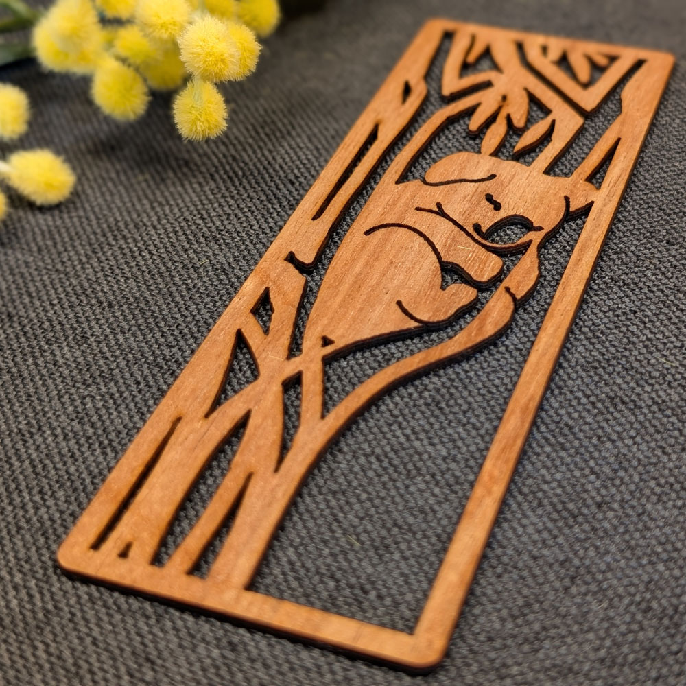 Sleepy Koala: Australian Wooden Bookmark
