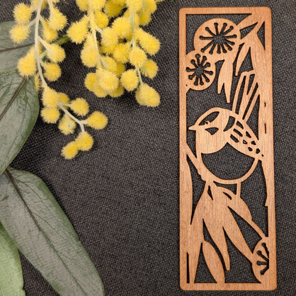 Blue Wren: Australian Wooden Bookmark