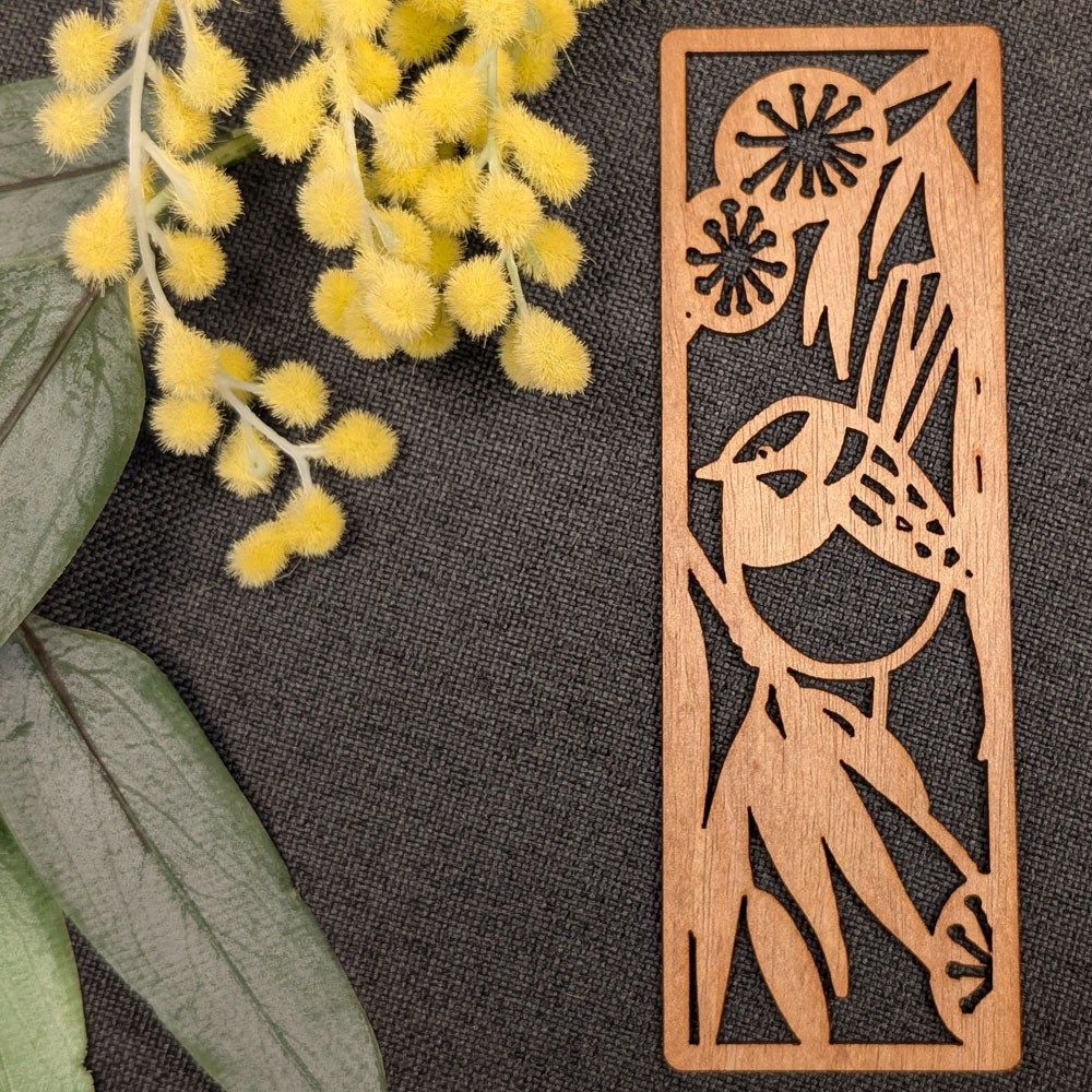 Blue Wren: Australian Wooden Bookmark