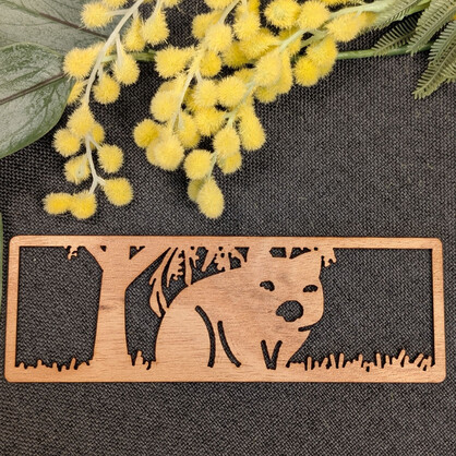 Friendly Wombat: Australian Wooden Bookmark