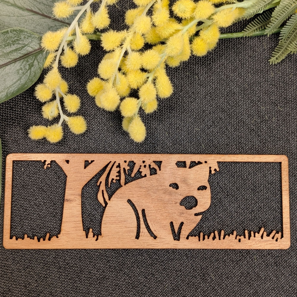 Friendly Wombat: Australian Wooden Bookmark