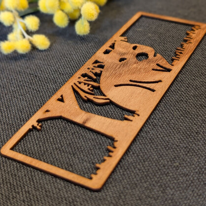 Friendly Wombat: Australian Wooden Bookmark