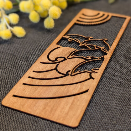 Jumping Dolphins: Australian Wooden Bookmark
