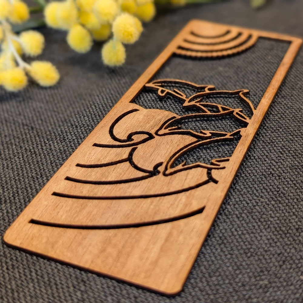 Jumping Dolphins: Australian Wooden Bookmark