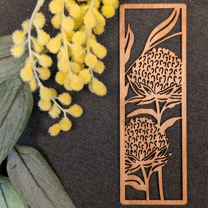 Waratah Flowers: Australian Wooden Bookmark
