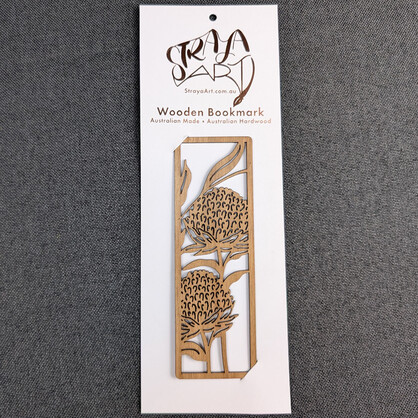 Waratah Flowers: Australian Wooden Bookmark