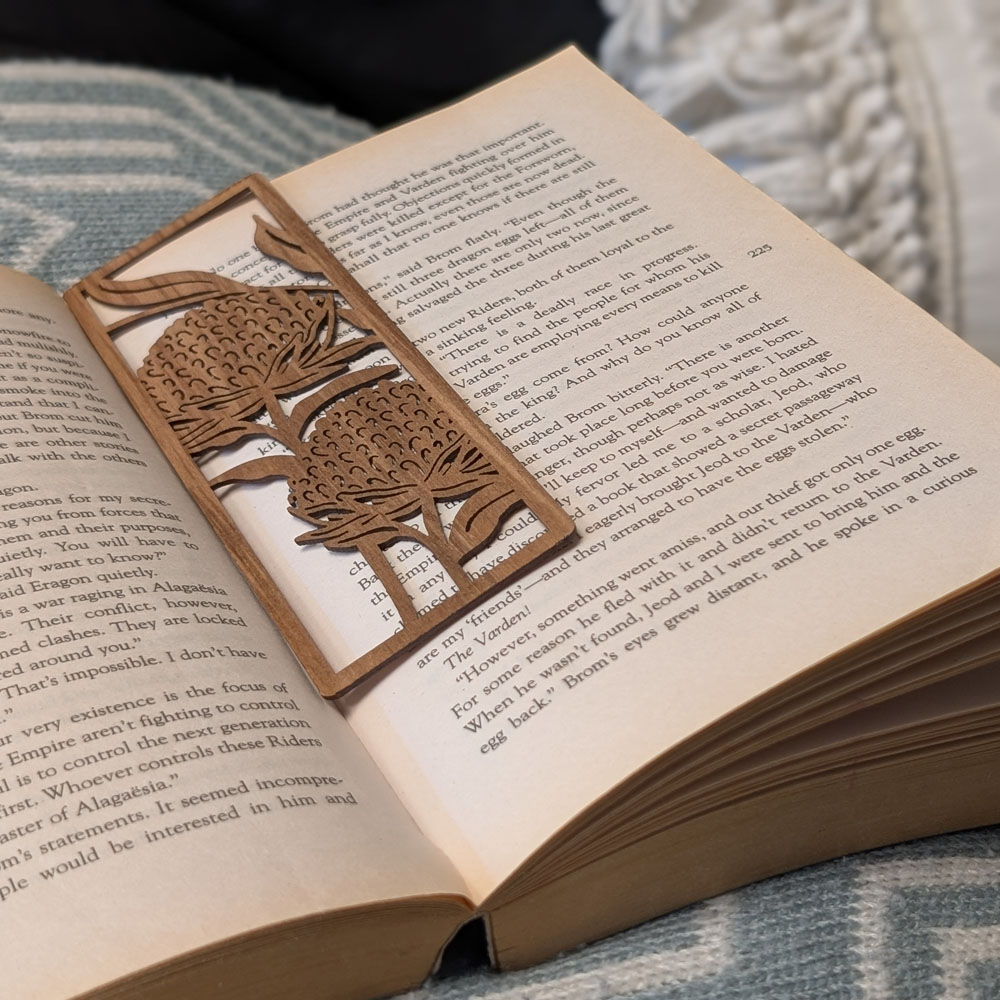 Waratah Flowers: Australian Wooden Bookmark