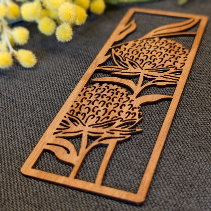 Waratah Flowers: Australian Wooden Bookmark