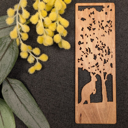 Lonely Kangaroo: Australian Wooden Bookmark