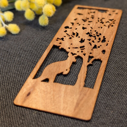 Lonely Kangaroo: Australian Wooden Bookmark