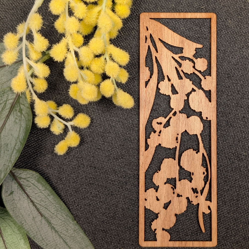 Flowering Wattle: Australian Wooden Bookmark