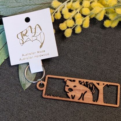 Friendly Wombat: Australian Wooden Keyring