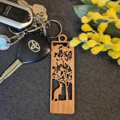 Friendly Wombat: Australian Wooden Keyring