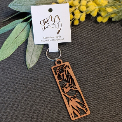 Blue Wren: Australian Wooden Keyring