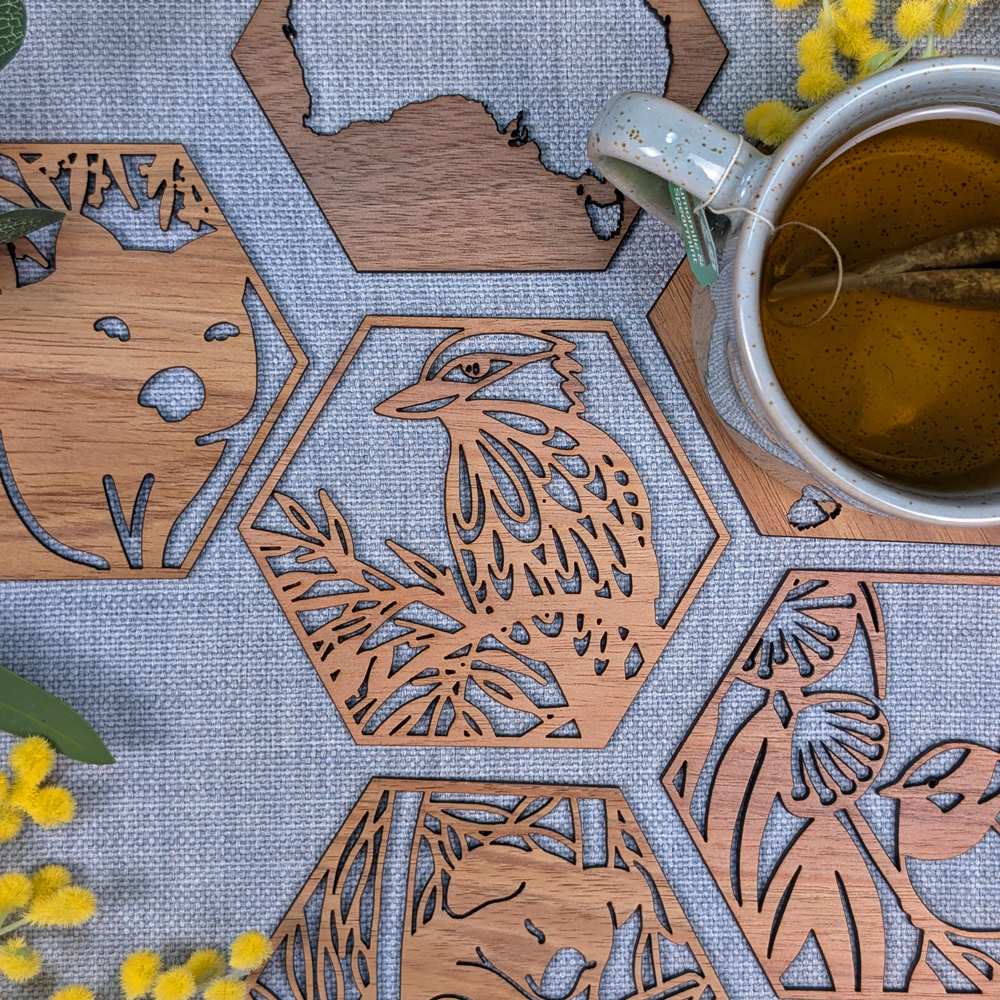 CUSTOM Wooden Coaster Set - choose the 4 coasters that suit your customers