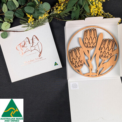 Protea: Australian Wooden Trivet / Pot Stand (Large)
